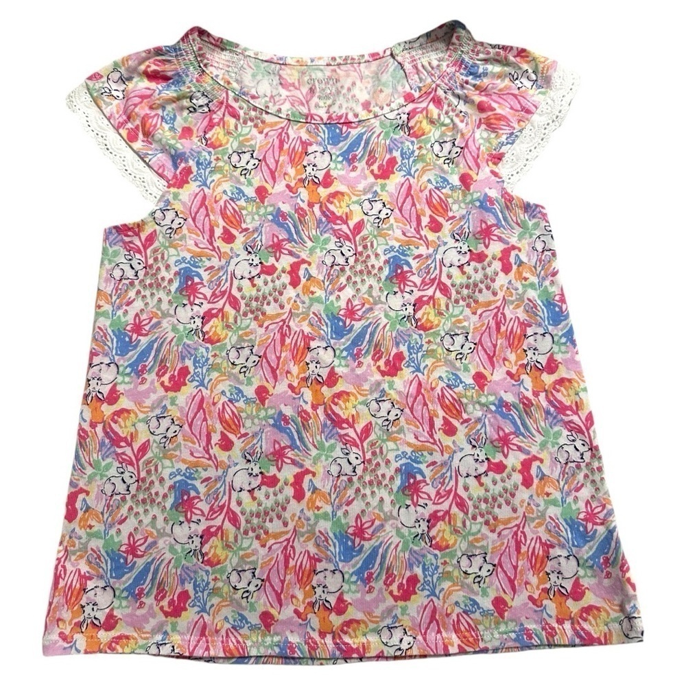 Crown & Ivy Kids Floral Cap Sleeve Top (Size M) - Bright & Playful!